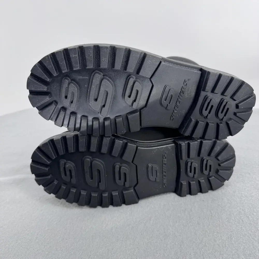 Skechers Boots Shoes Youth Size 4.5 Black Combat Lace Up Work SN 93163L‎